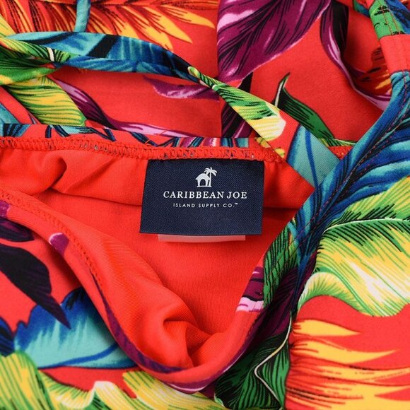 Caribbean Joe Coral Tropical Print One-Piece Swimsuit 12 NEW - Picture 3 of 3